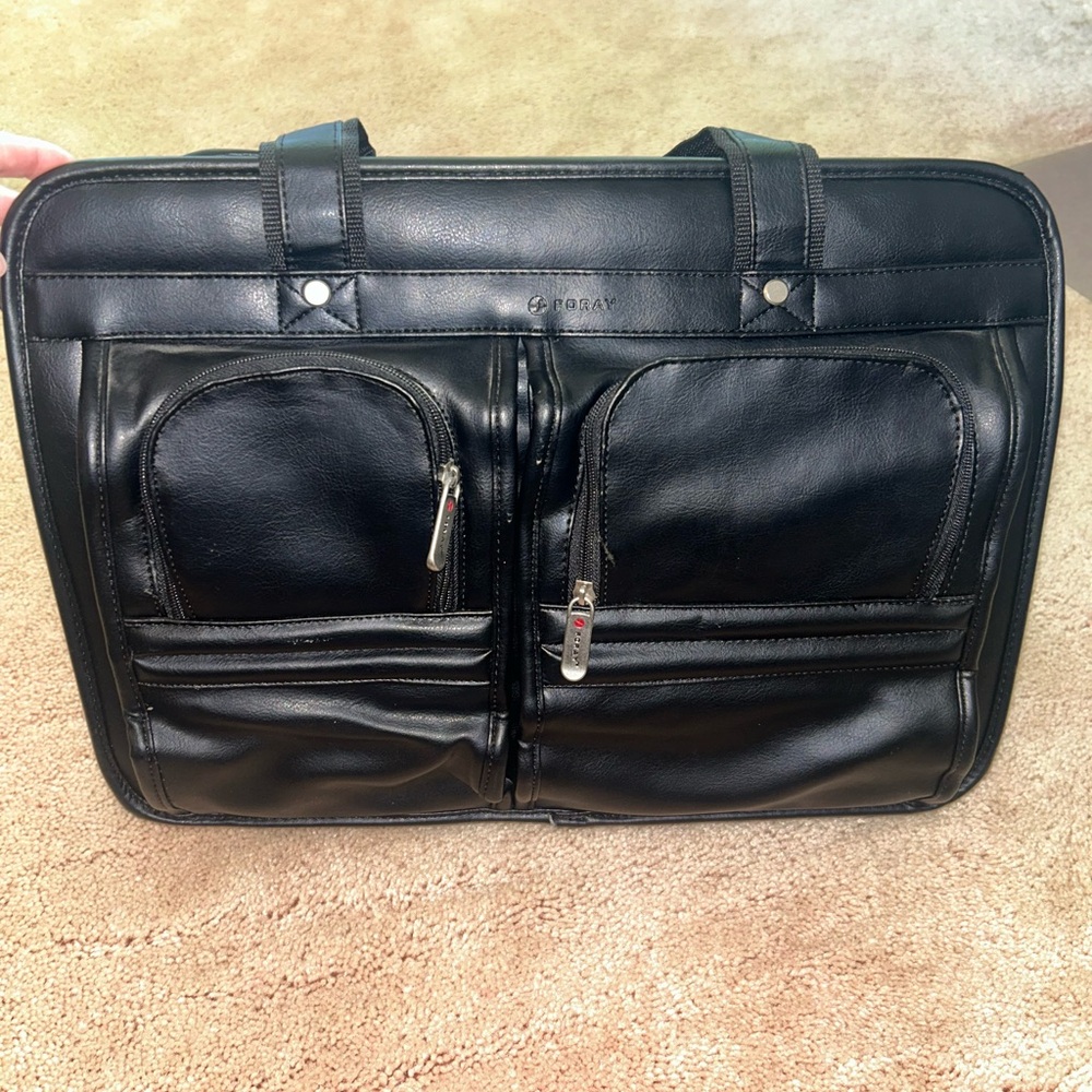 Black Leather Foray Briefcase